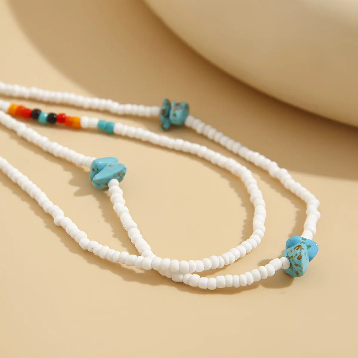 Chaîne de taille élastique en perles de riz turquoise eprolo
