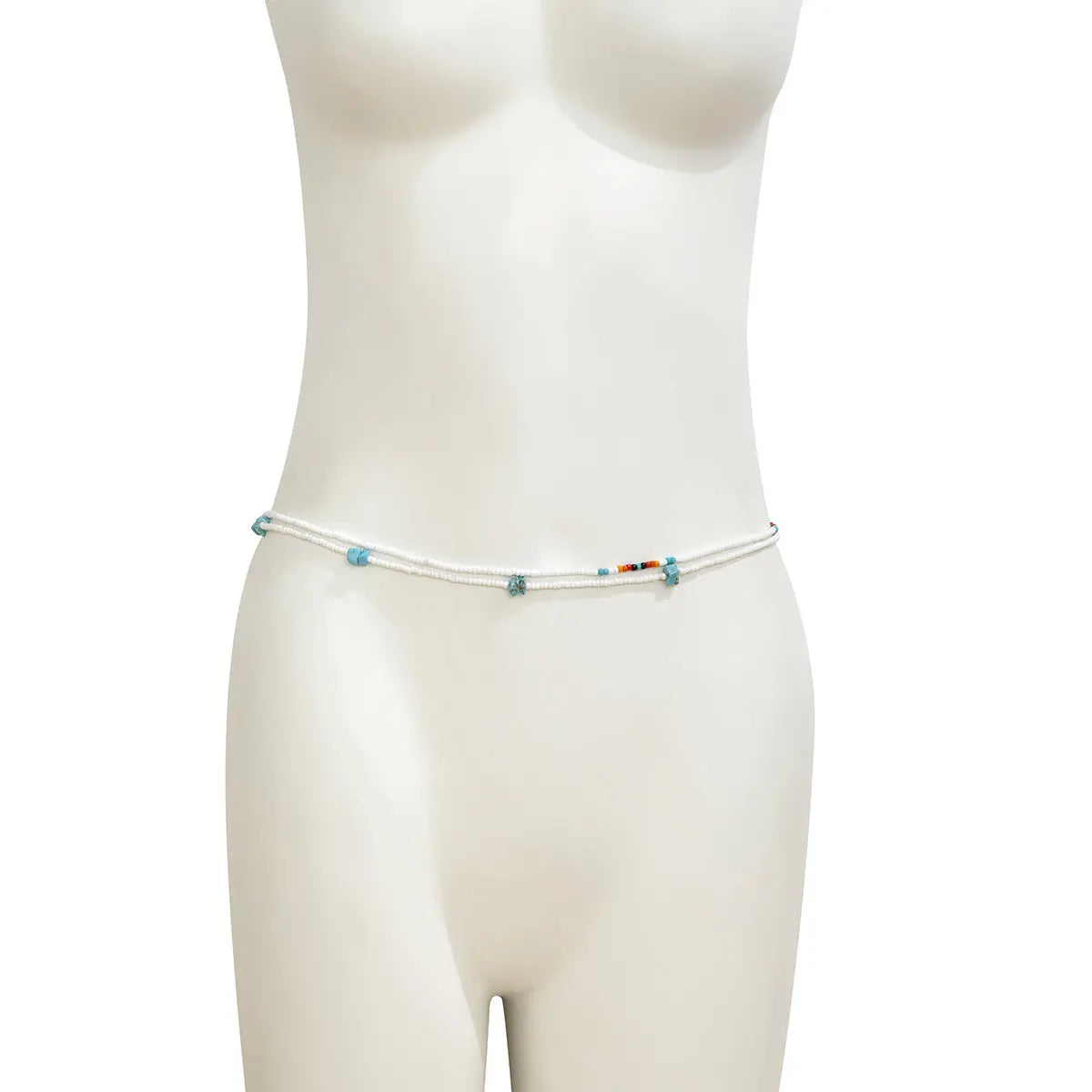 Chaîne de taille élastique en perles de riz turquoise eprolo