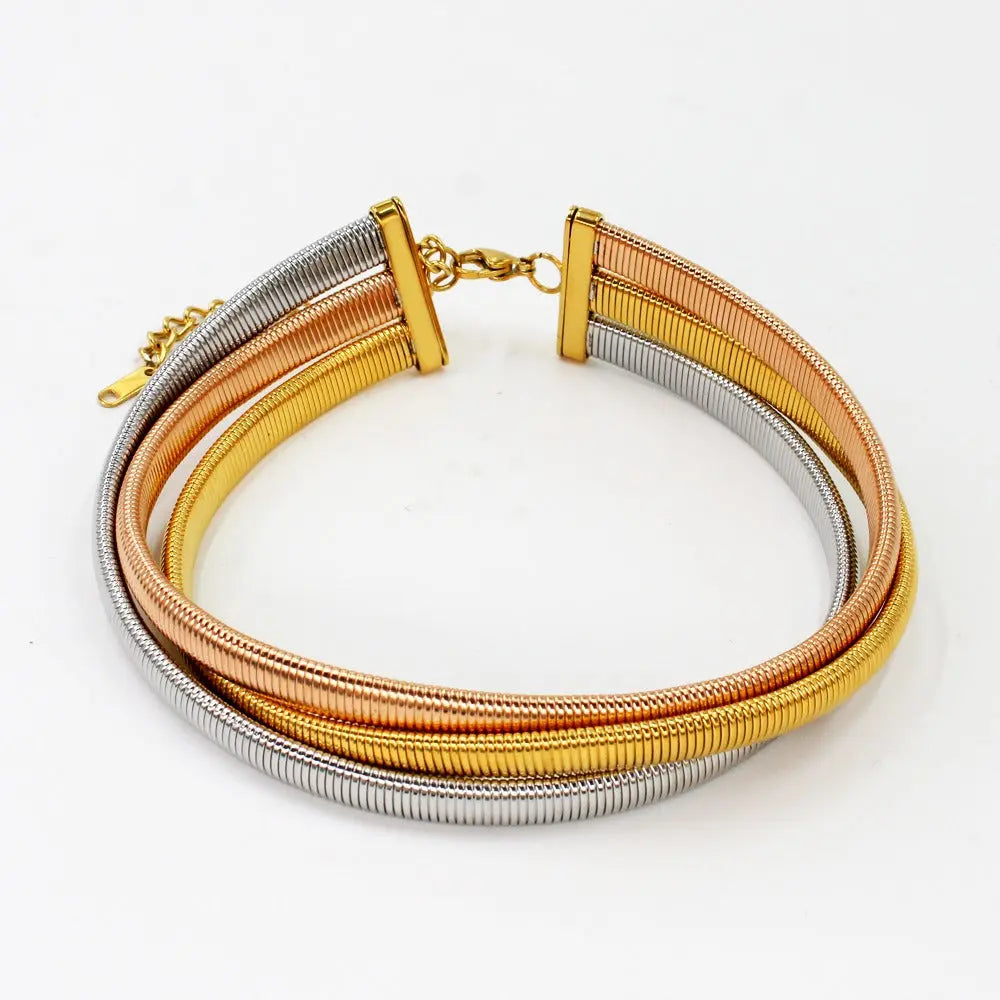 Collier ras de cou multicouche en acier inoxydable eprolo