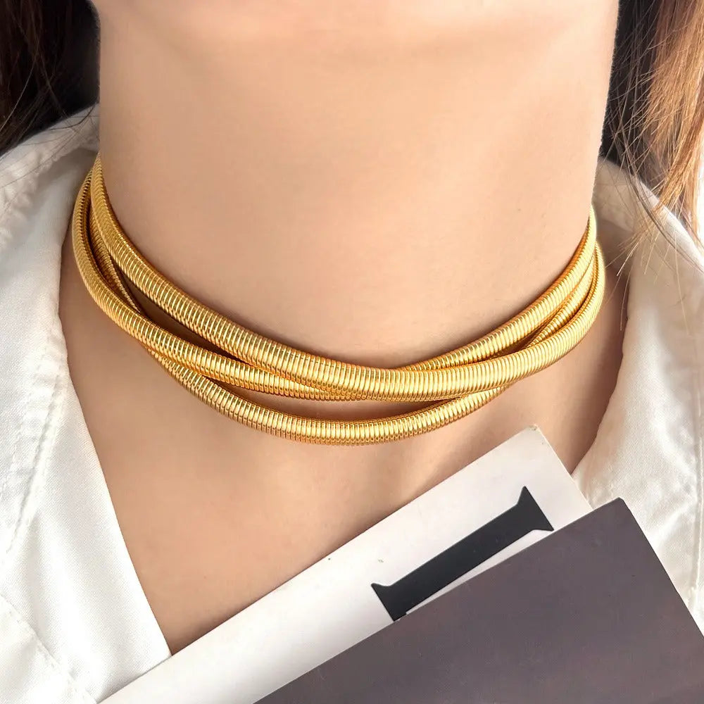 Collier ras de cou multicouche en acier inoxydable eprolo