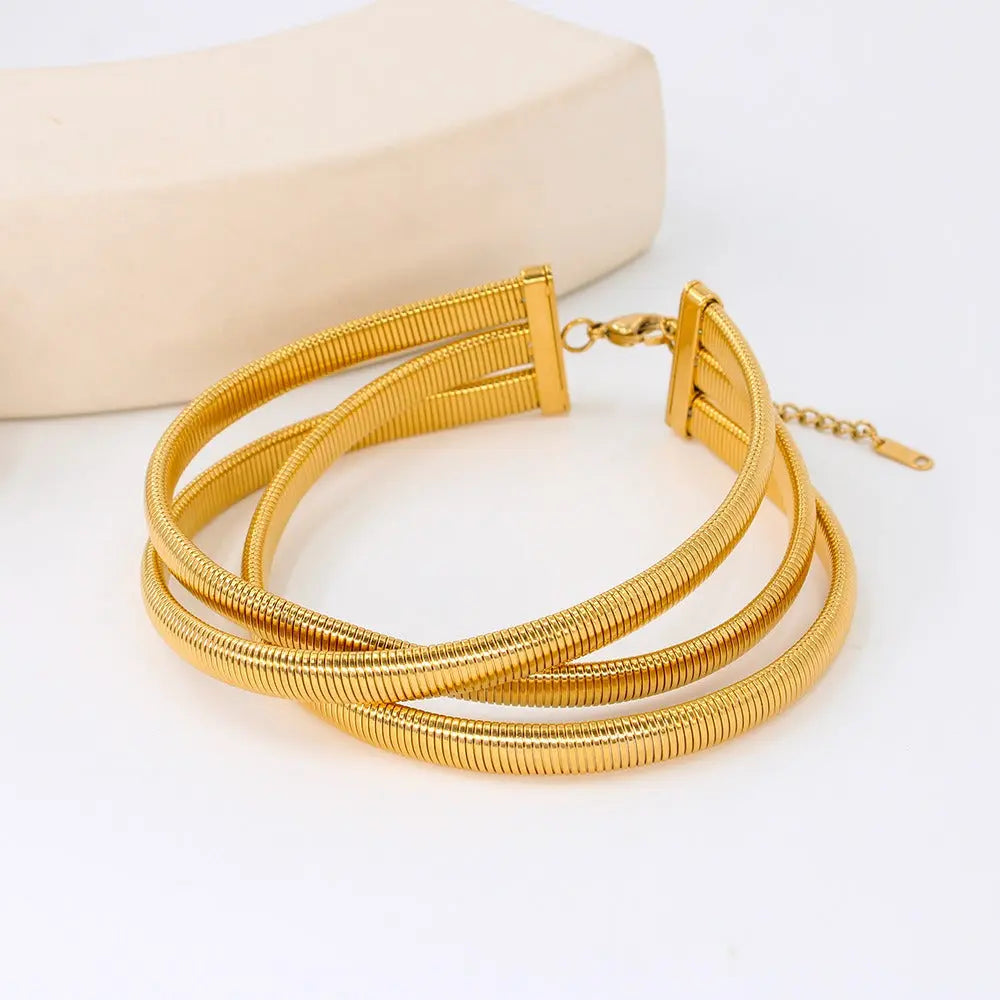 Collier ras de cou multicouche en acier inoxydable eprolo