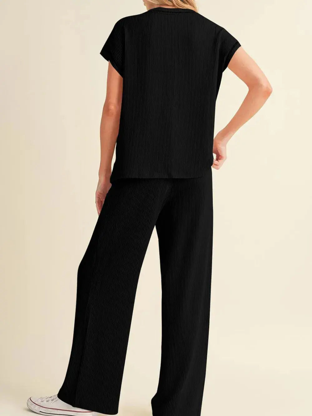 Ensemble haut et pantalon côtelés à coutures apparentes eprolo