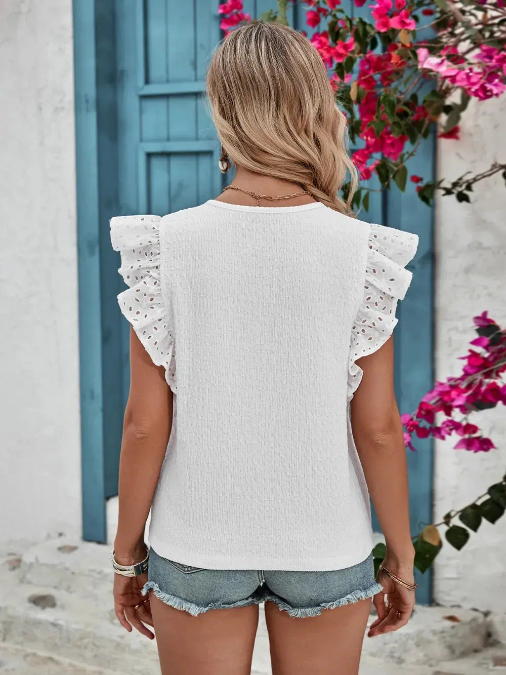 Haut cardigan décontracté à col en V pour femme, haut court ajouré en dentelle de couleur unie eprolo