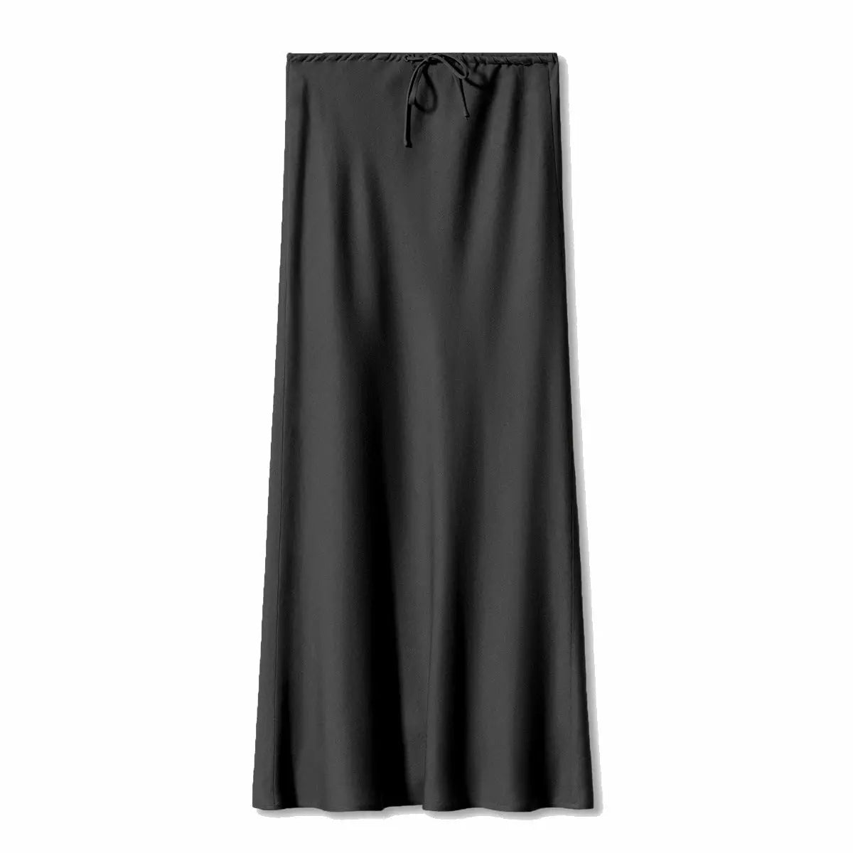Jupe longue en satin, jupe taille haute nouée avec cordon de serrage. eprolo