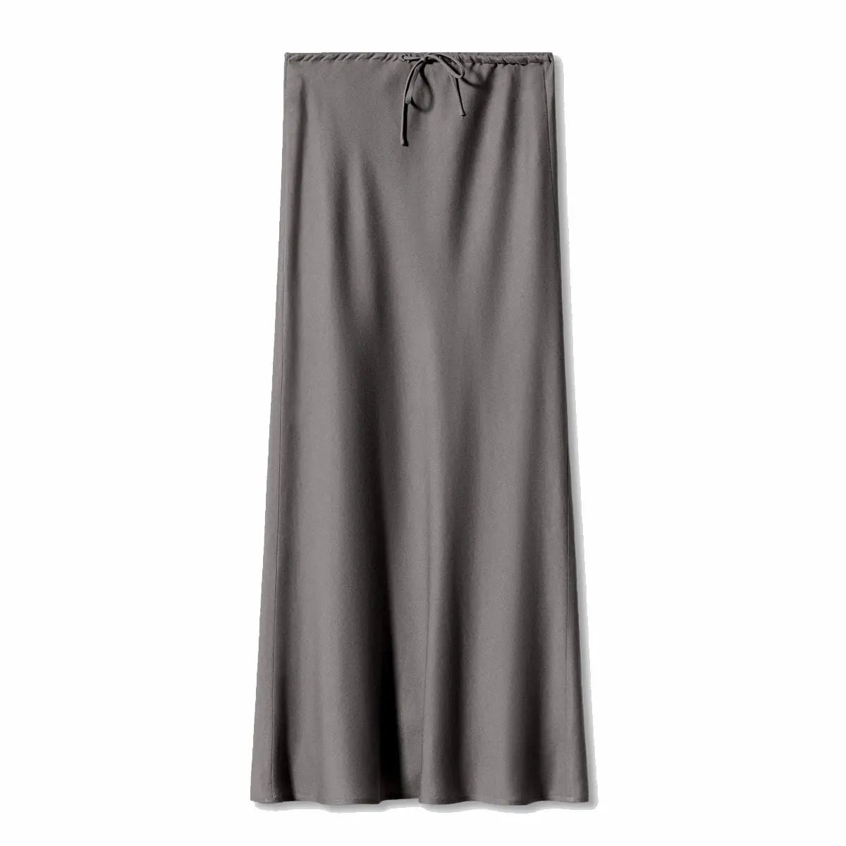 Jupe longue en satin, jupe taille haute nouée avec cordon de serrage. eprolo
