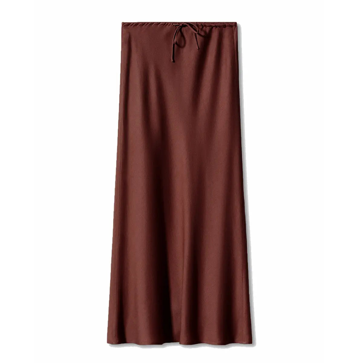 Jupe longue en satin, jupe taille haute nouée avec cordon de serrage. eprolo