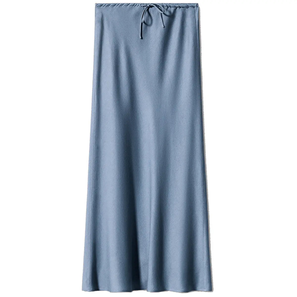 Jupe longue en satin, jupe taille haute nouée avec cordon de serrage. eprolo
