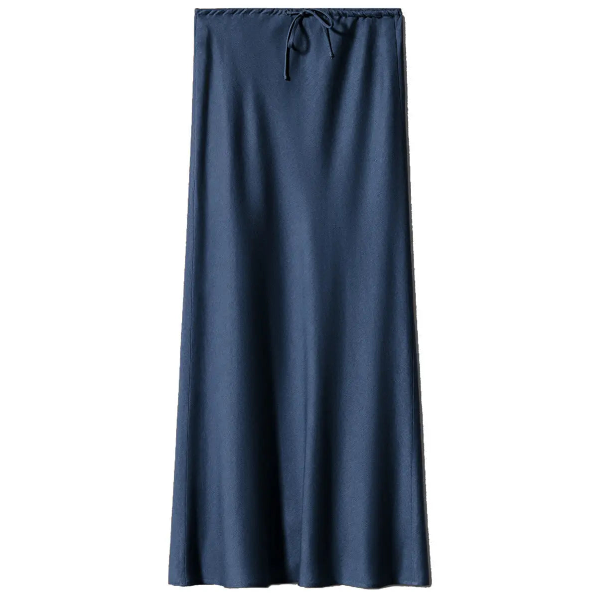 Jupe longue en satin, jupe taille haute nouée avec cordon de serrage. eprolo