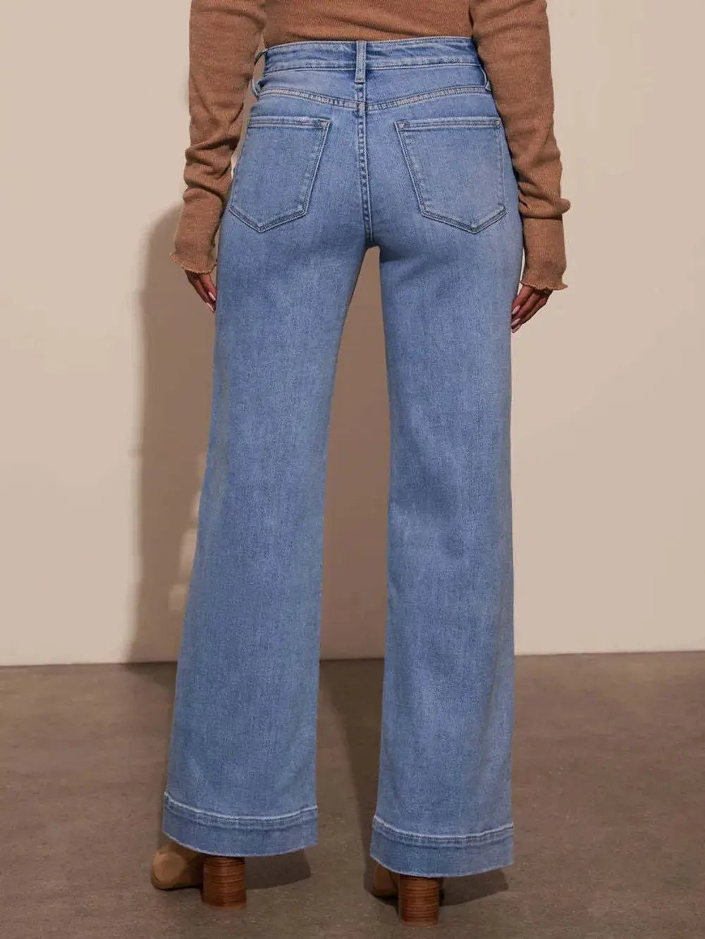 Pantalon Jean large taille haute avec poche eprolo