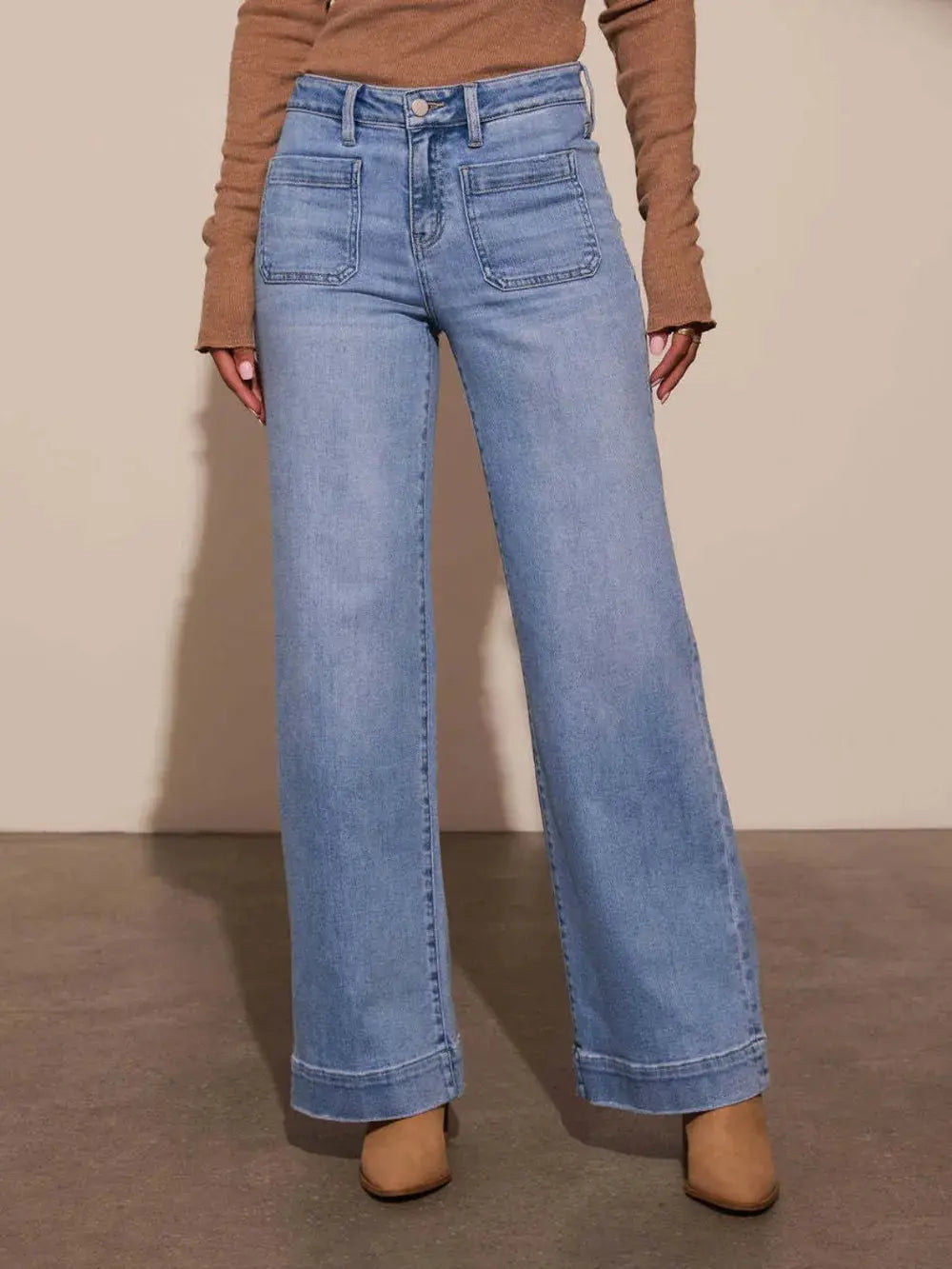 Pantalon Jean large taille haute avec poche eprolo