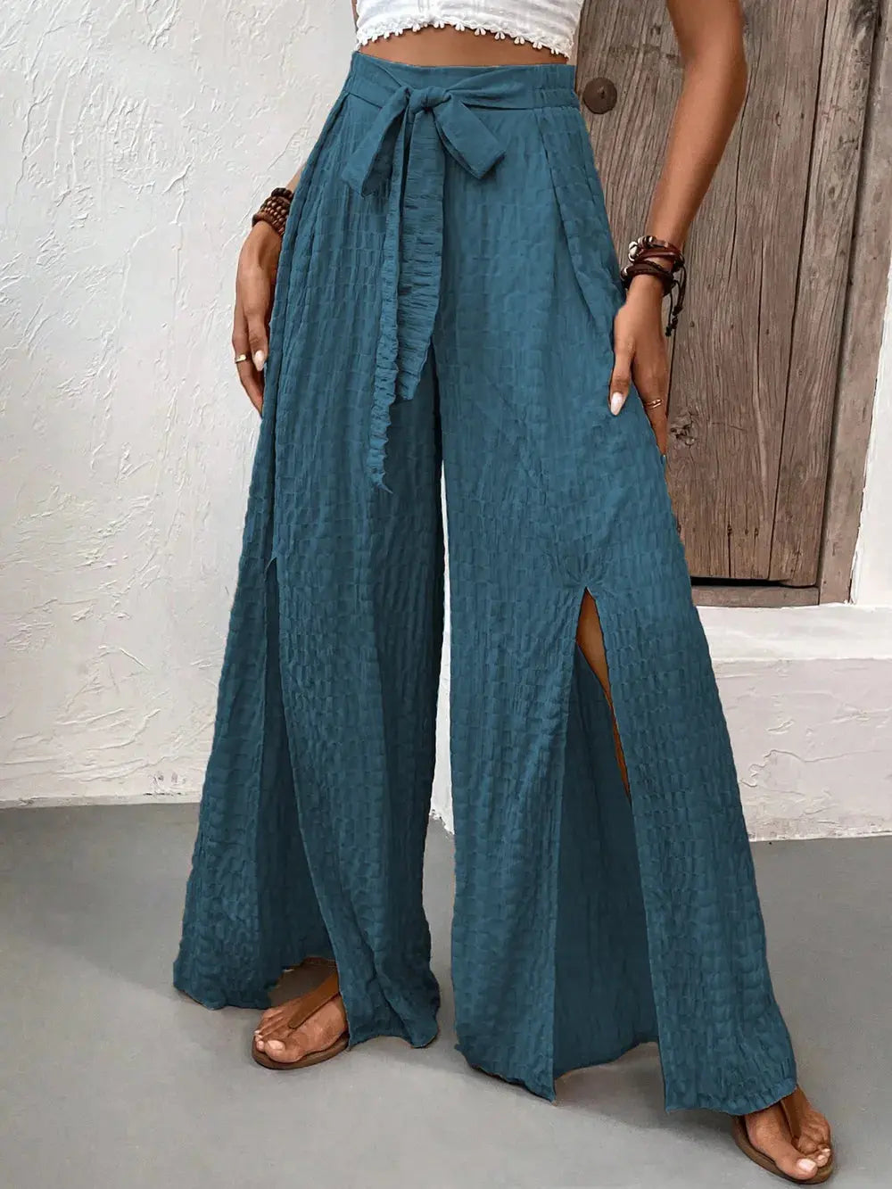 Pantalon large décontracté à taille haute eprolo