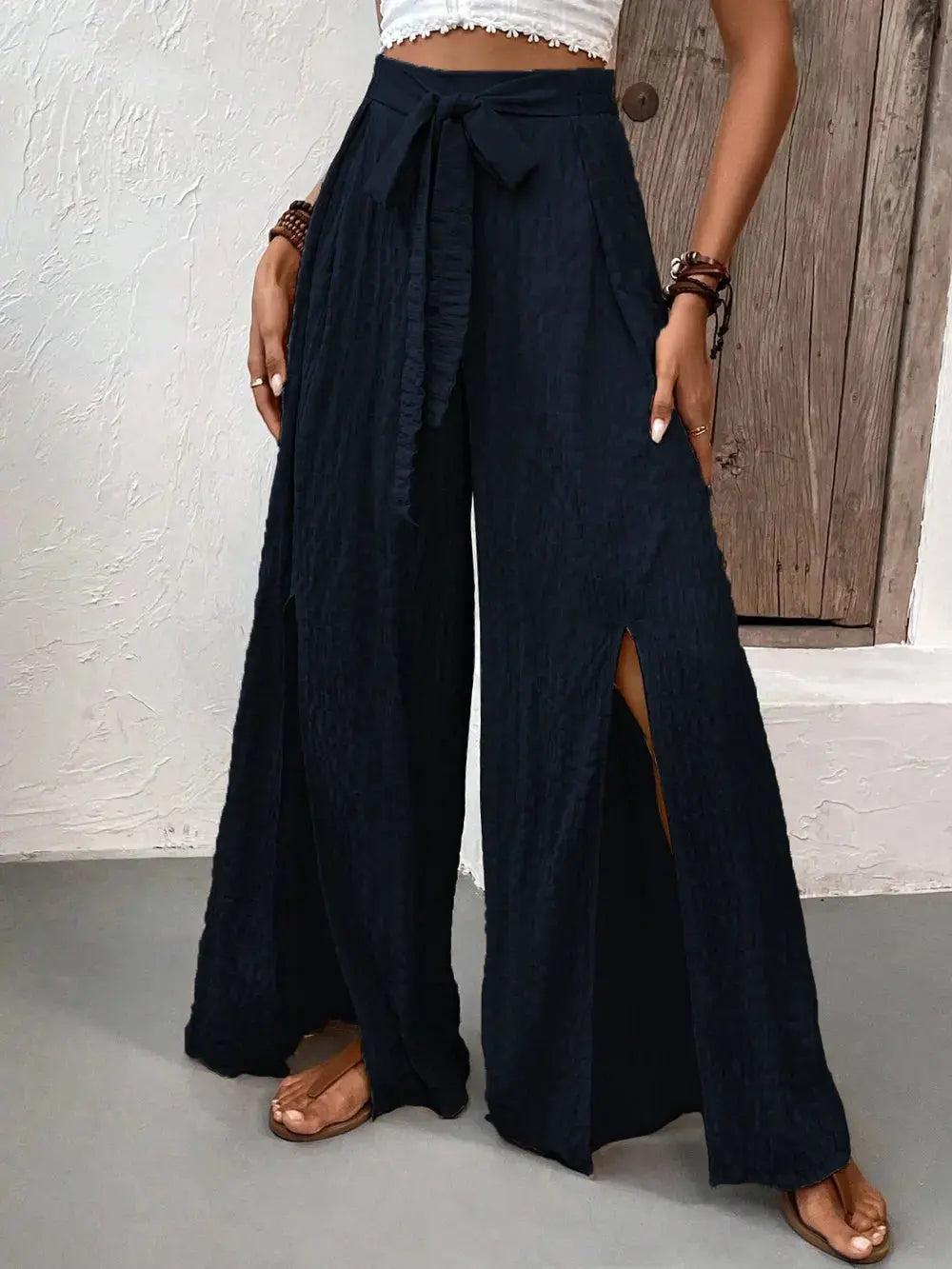 Pantalon large décontracté à taille haute eprolo