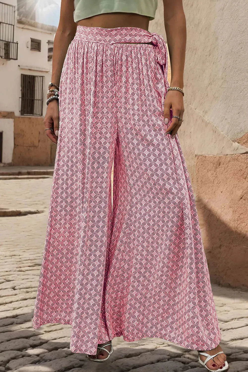 Pantalon large imprimé noué eprolo
