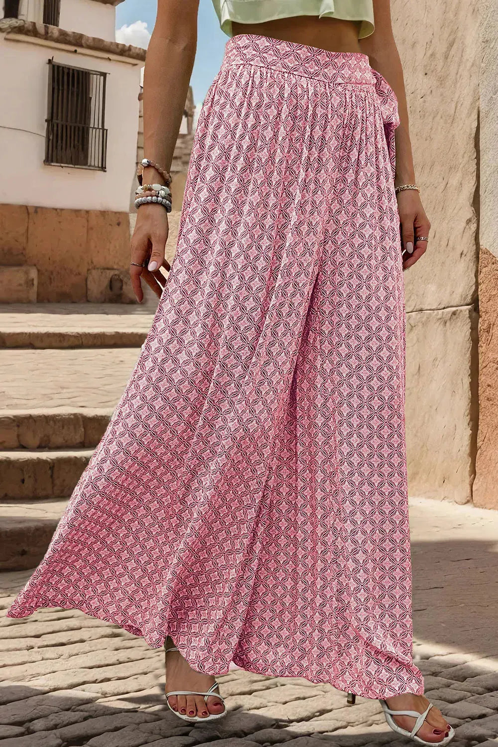 Pantalon large imprimé noué eprolo