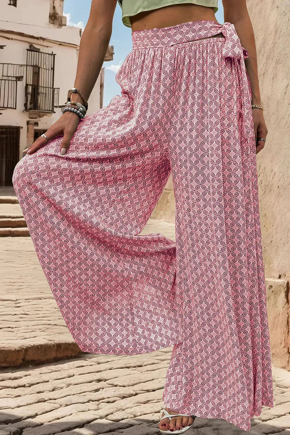 Pantalon large imprimé noué eprolo