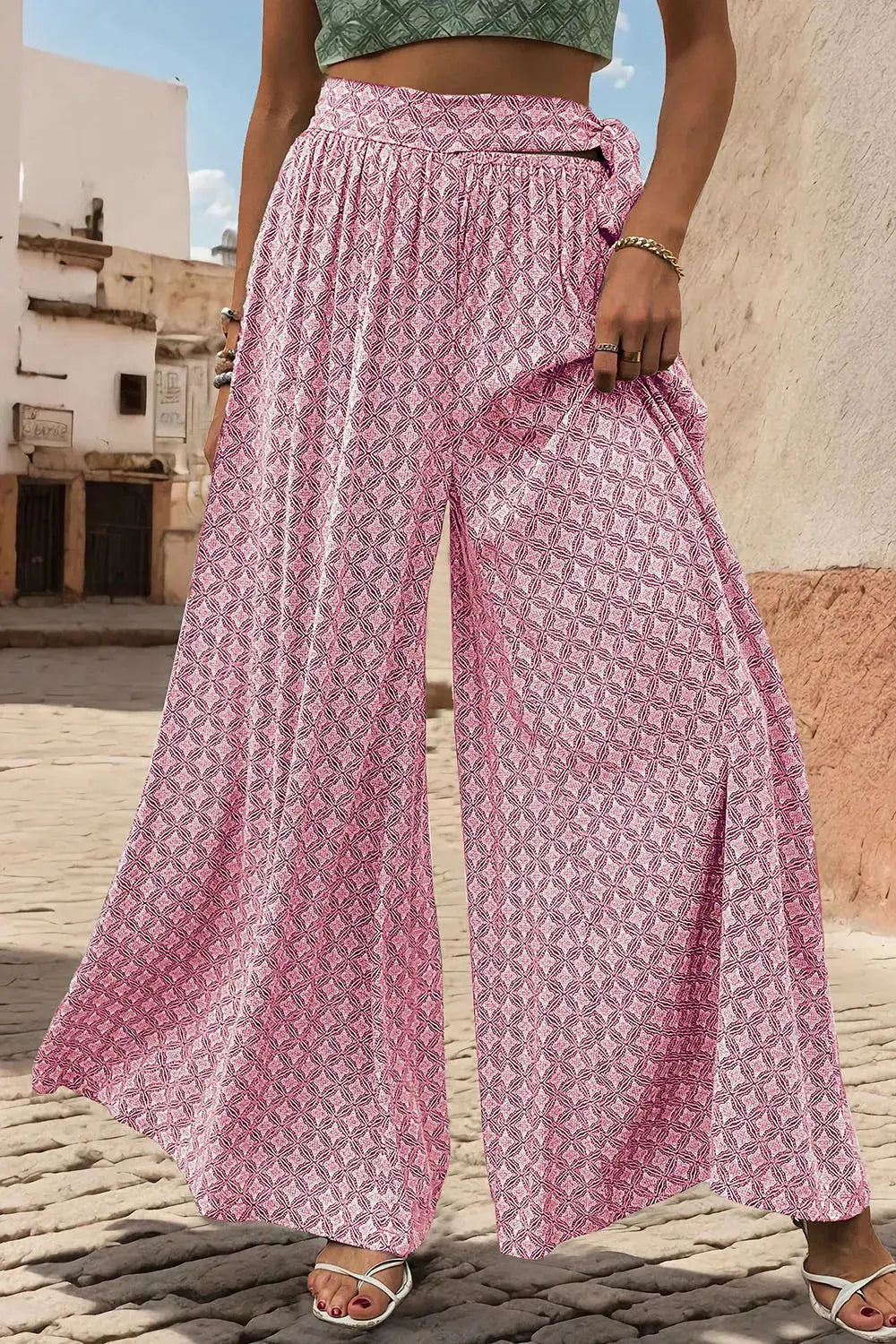 Pantalon large imprimé noué eprolo