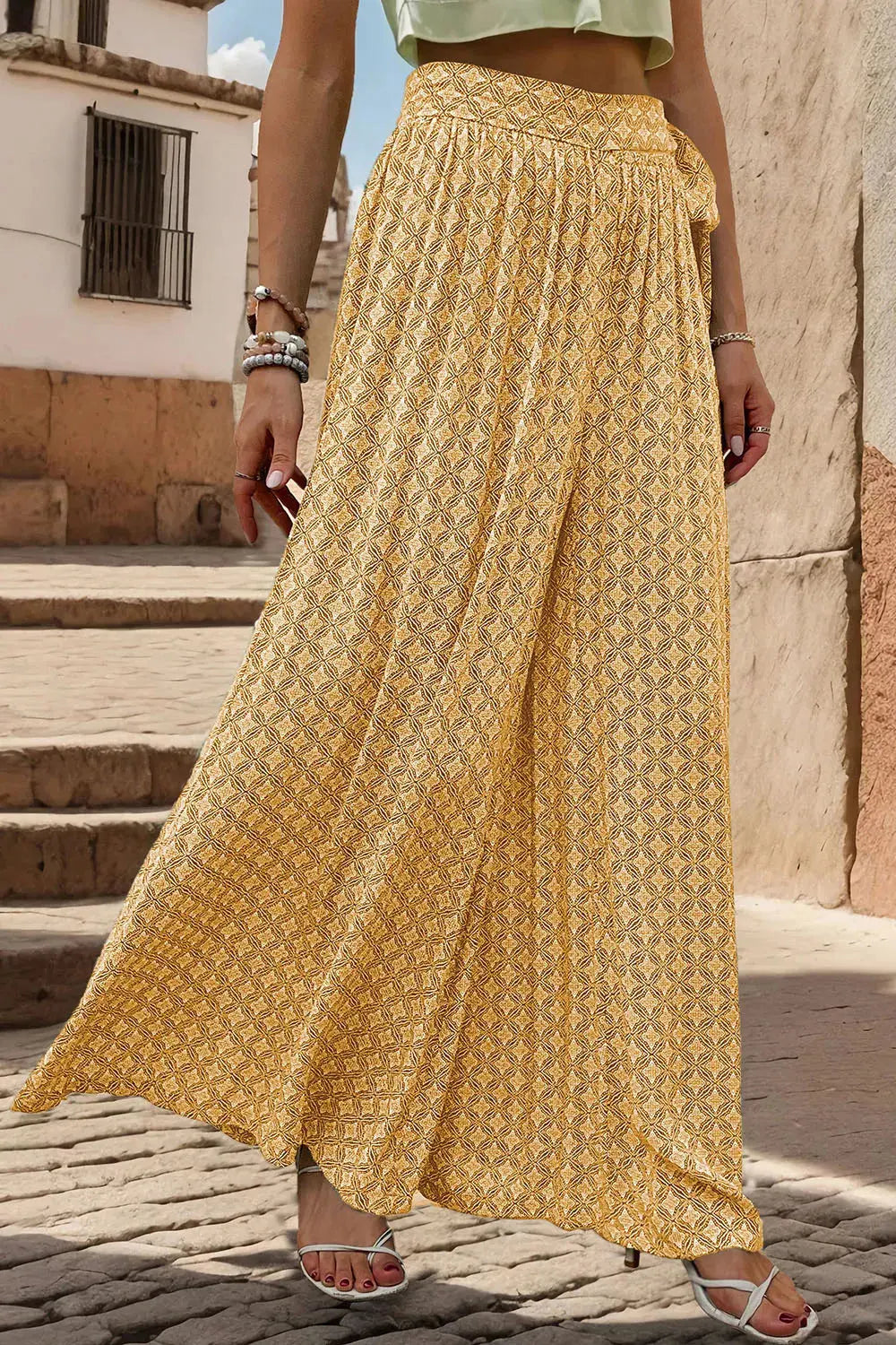 Pantalon large imprimé noué eprolo