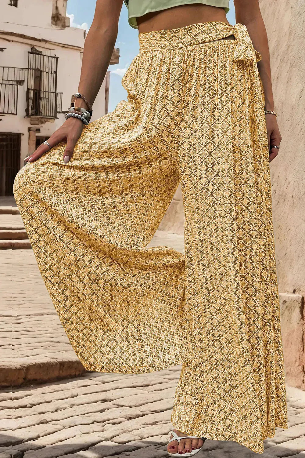 Pantalon large imprimé noué eprolo