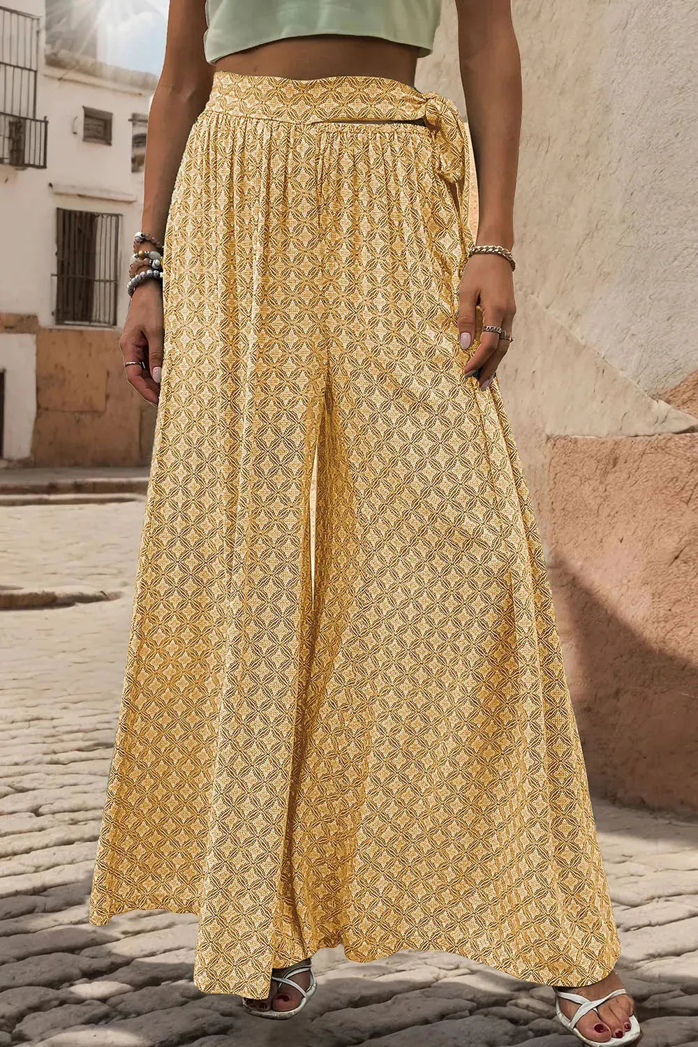 Pantalon large imprimé noué eprolo