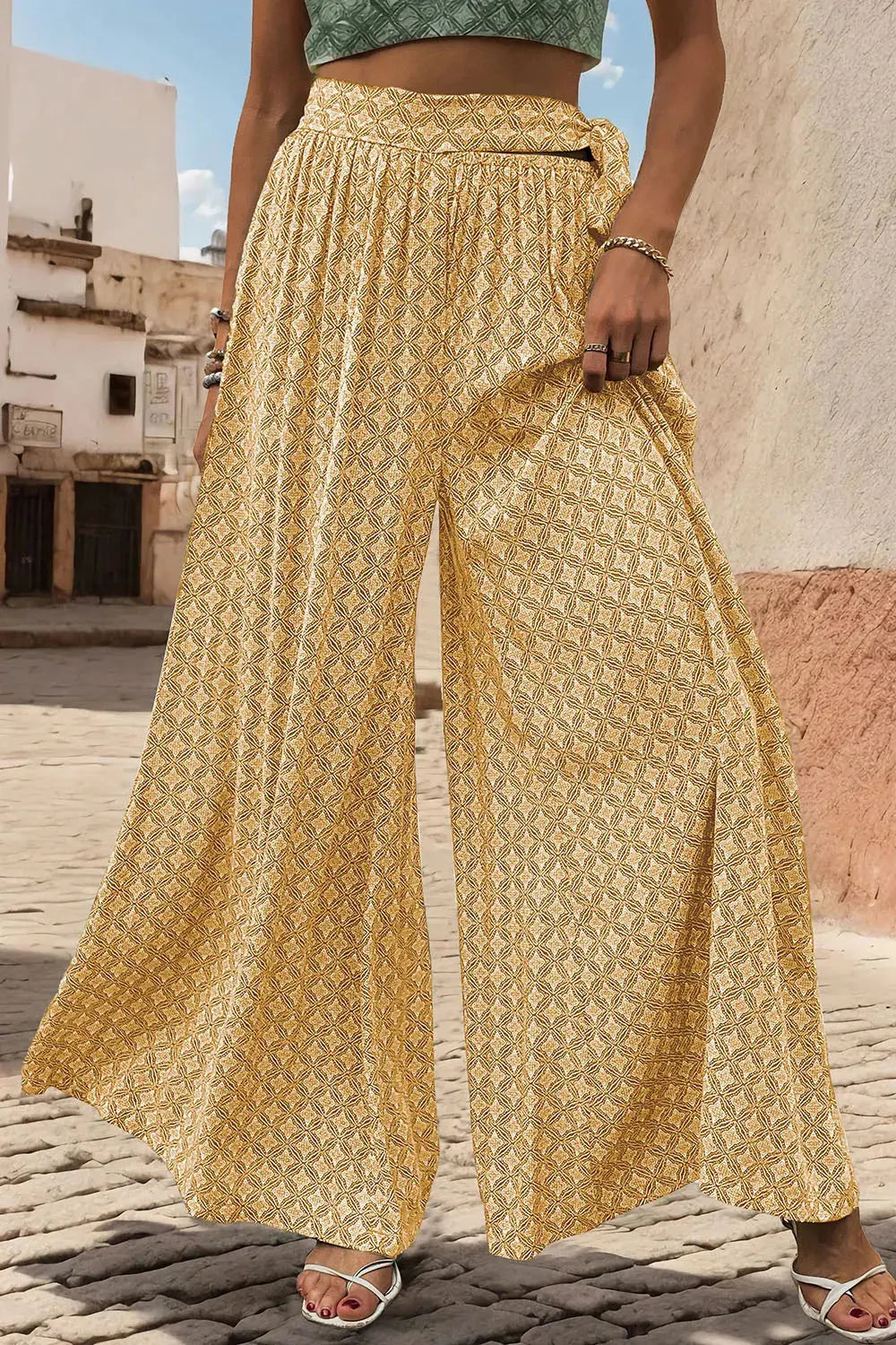 Pantalon large imprimé noué eprolo