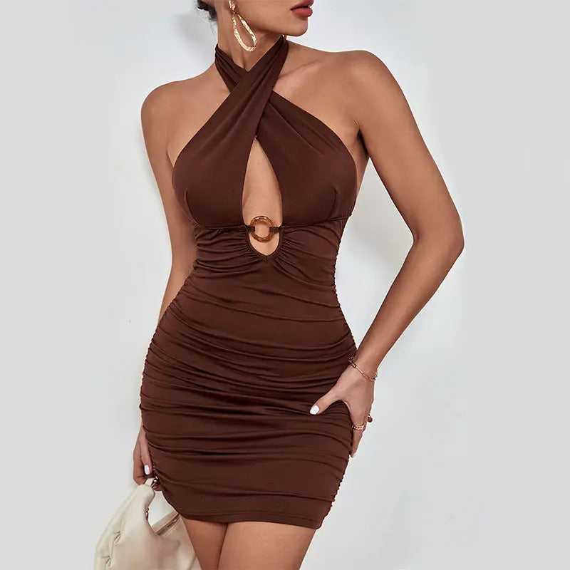 Robe courte Olga, moulante et décolletée. eprolo
