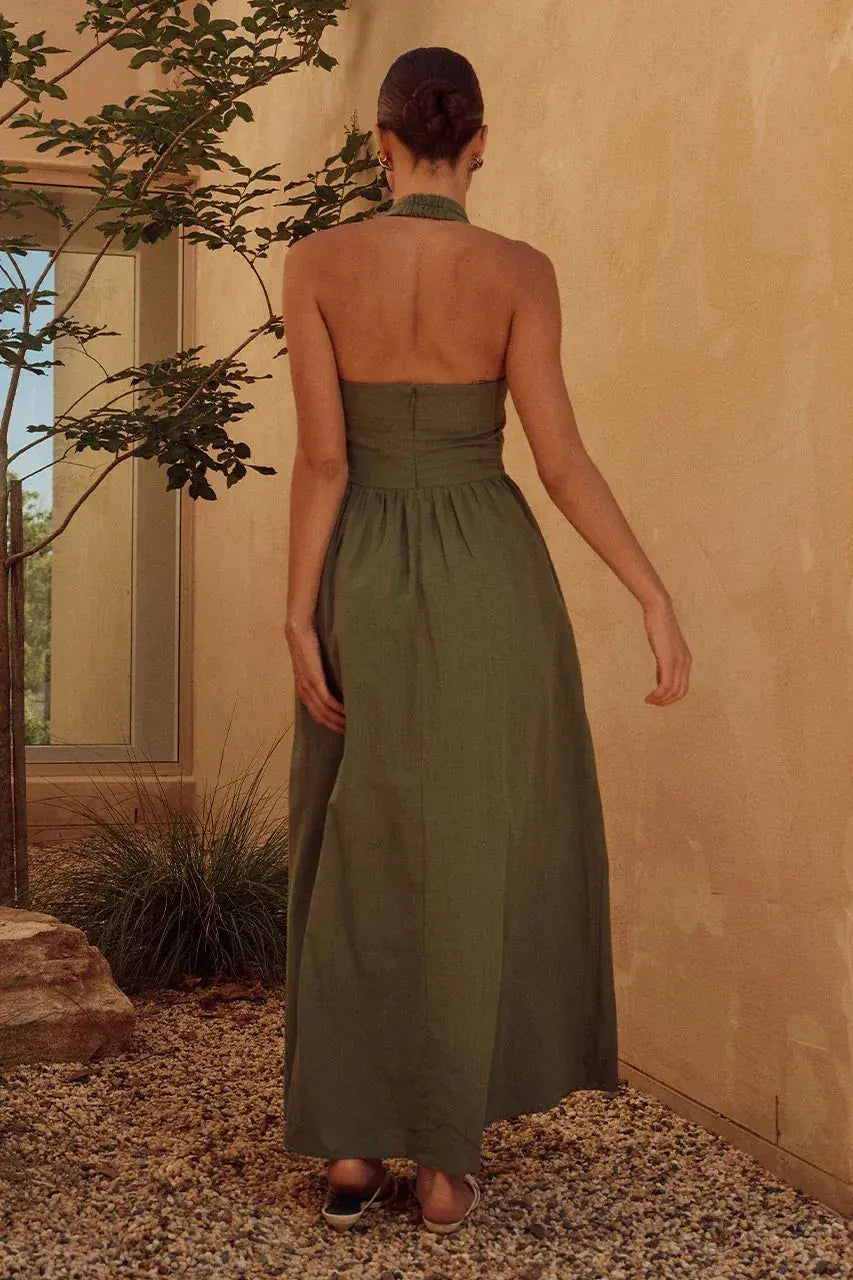 Robe longue dos nu avec poches eprolo