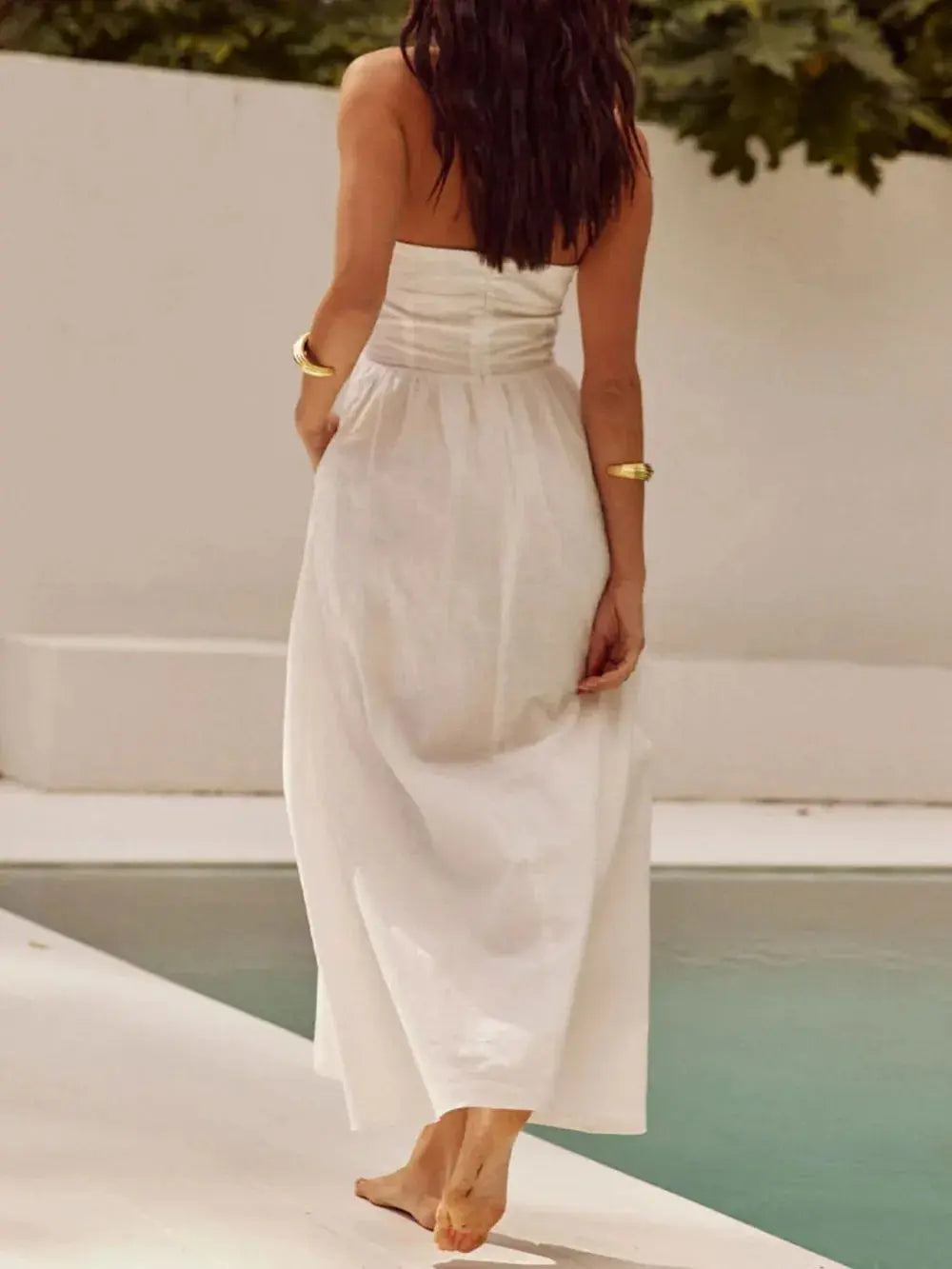 Robe longue dos nu avec poches eprolo