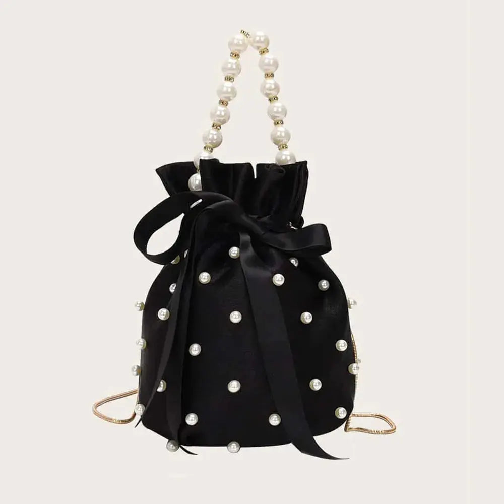 Sac seau uni avec détails en perles eprolo