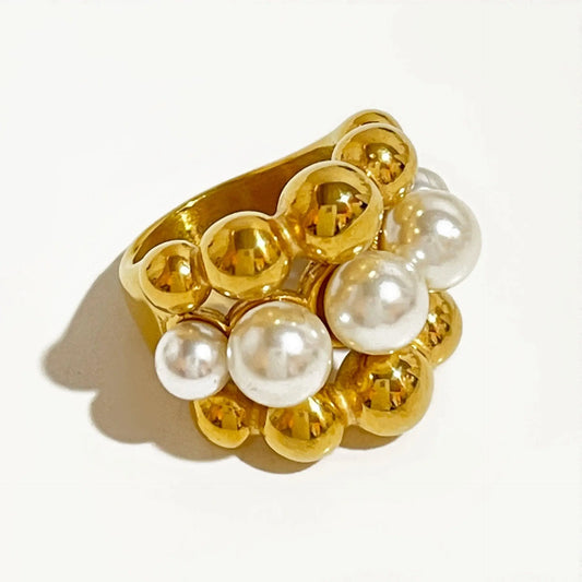 Bague en acier titane perlé multicouche eprolo