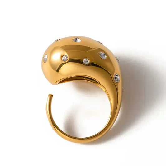 Bague épaisse en acier inoxydable, plaquée PVD 18 carats eprolo
