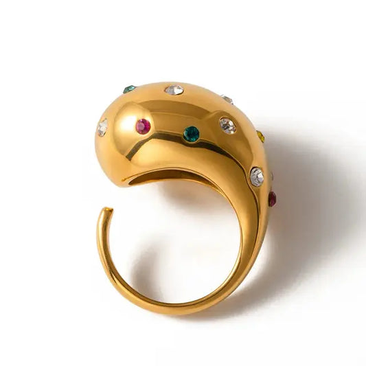 Bague épaisse en acier inoxydable, plaquée PVD 18 carats eprolo