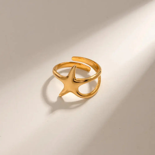 Bague étoile en acier inoxydable plaqué or eprolo