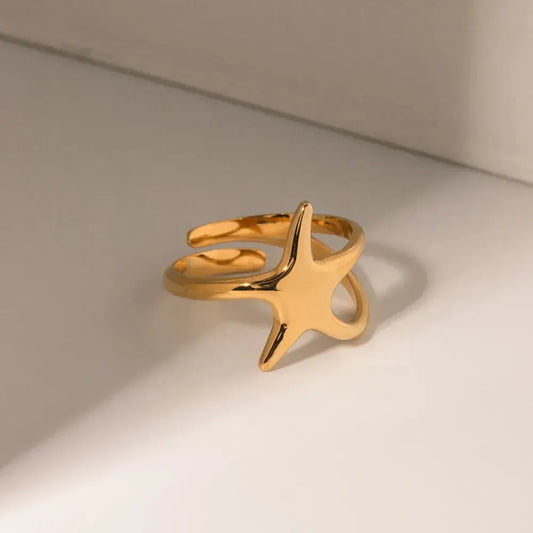 Bague étoile en acier inoxydable plaqué or eprolo