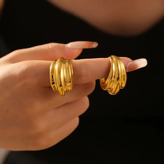Bague ouverte en acier titane plaqué or 18 carats eprolo