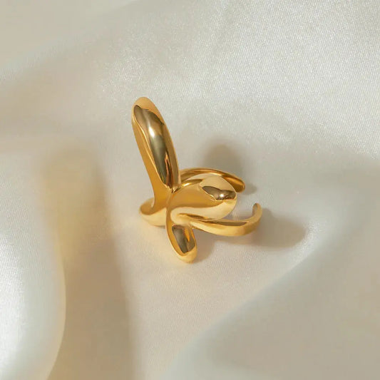 Bague papillon en acier inoxydable plaqué or 18 carats eprolo