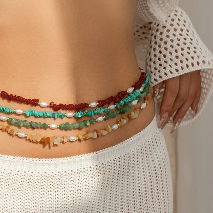 Chaîne de taille de plage en perles imitation gravier et perles eprolo