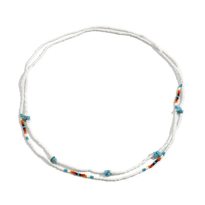 Chaîne de taille élastique en perles de riz turquoise eprolo