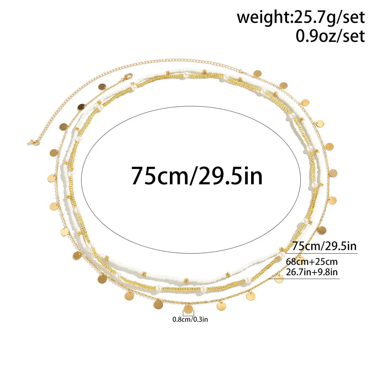 Chaîne de taille multicouche en perles de riz eprolo