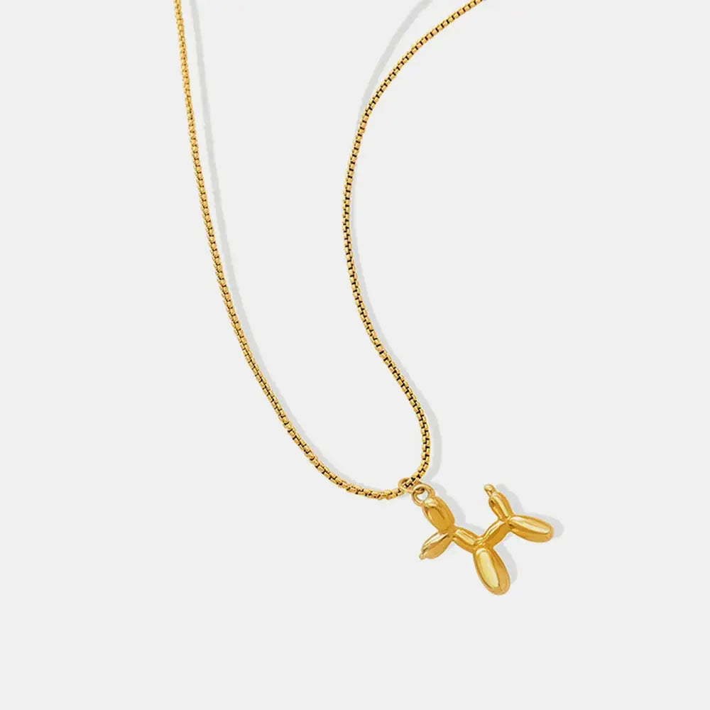 Collier pendentif chiot en acier titane plaqué or 18 carats eprolo