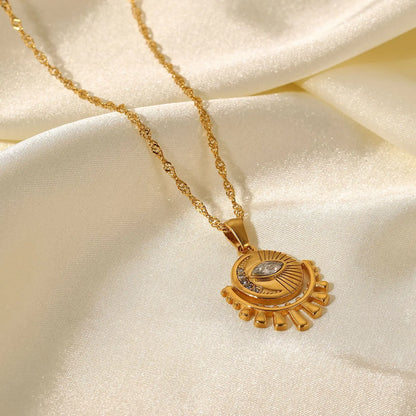 Collier pendentif œil ovale en zircon en acier inoxydable eprolo