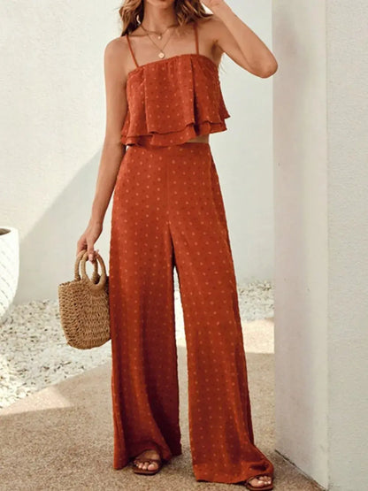 Ensemble camisole et pantalon superposés à pois suisses eprolo