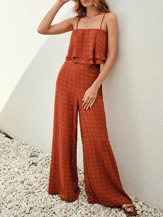 Ensemble camisole et pantalon superposés à pois suisses eprolo