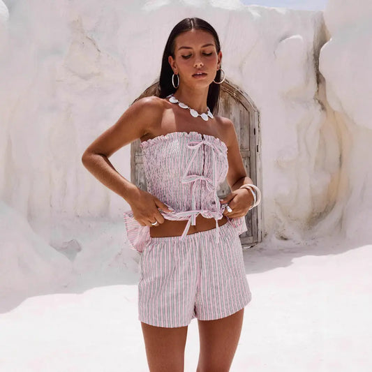 Ensemble haut bustier avec noeud et short eprolo