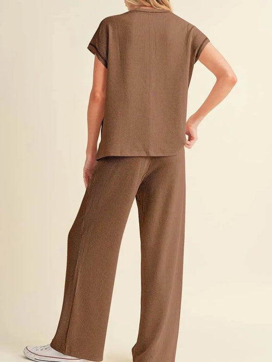 Ensemble haut et pantalon côtelés à coutures apparentes eprolo