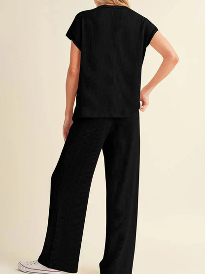 Ensemble haut et pantalon côtelés à coutures apparentes eprolo