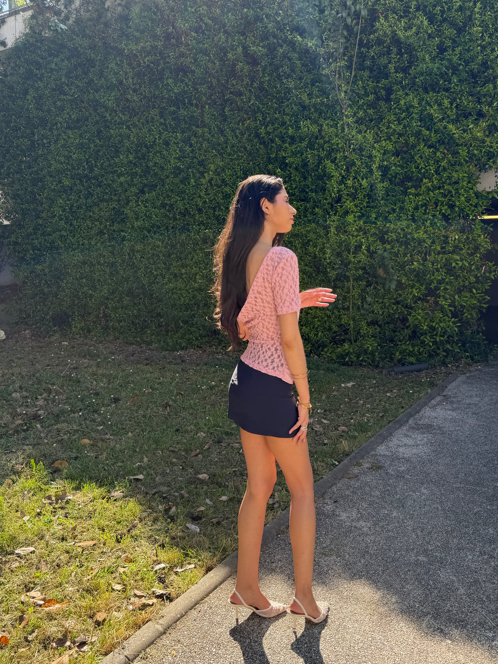 Haut Sonia,  satin et dentelle dos nu