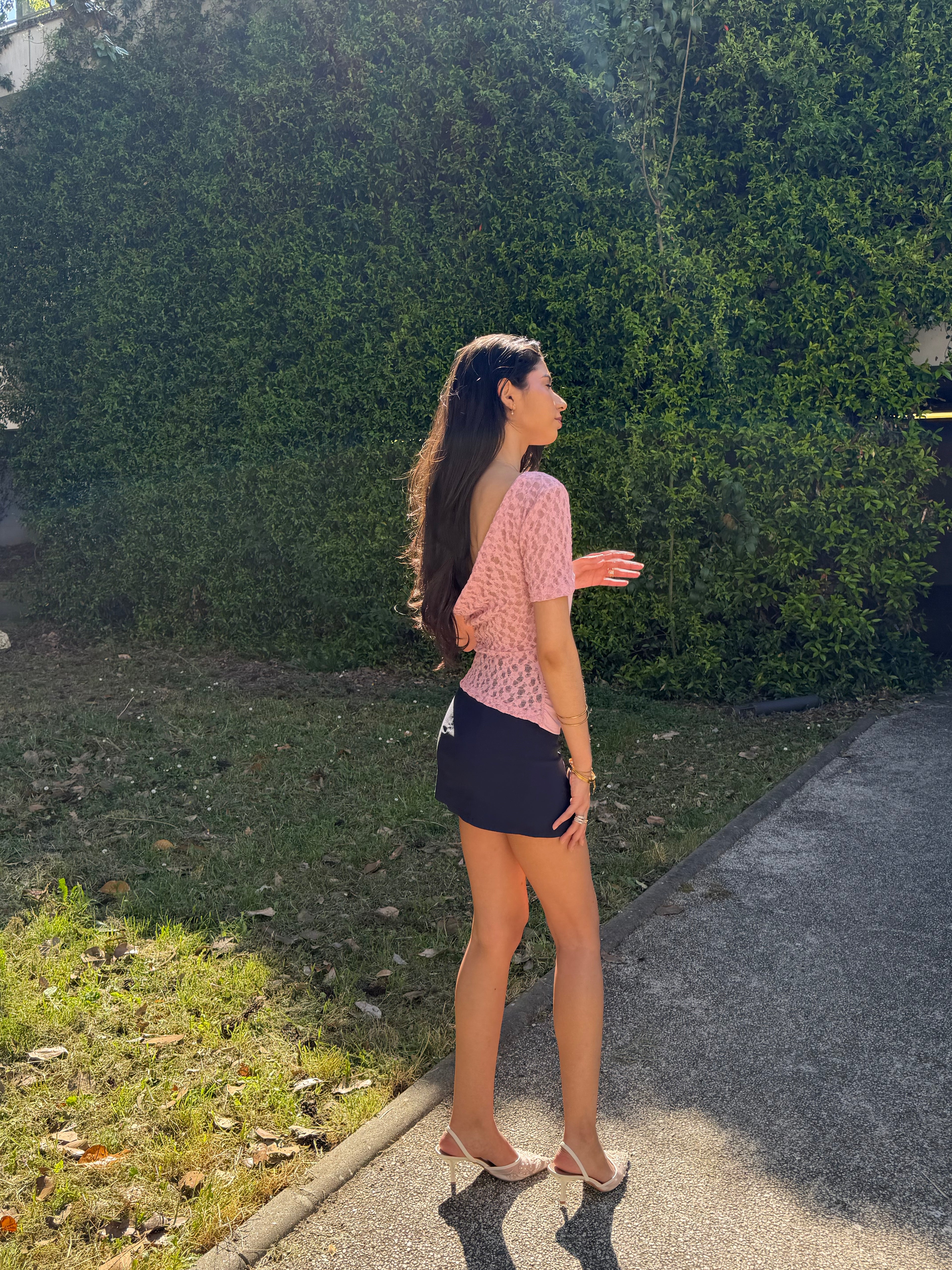 Haut Sonia,  satin et dentelle dos nu
