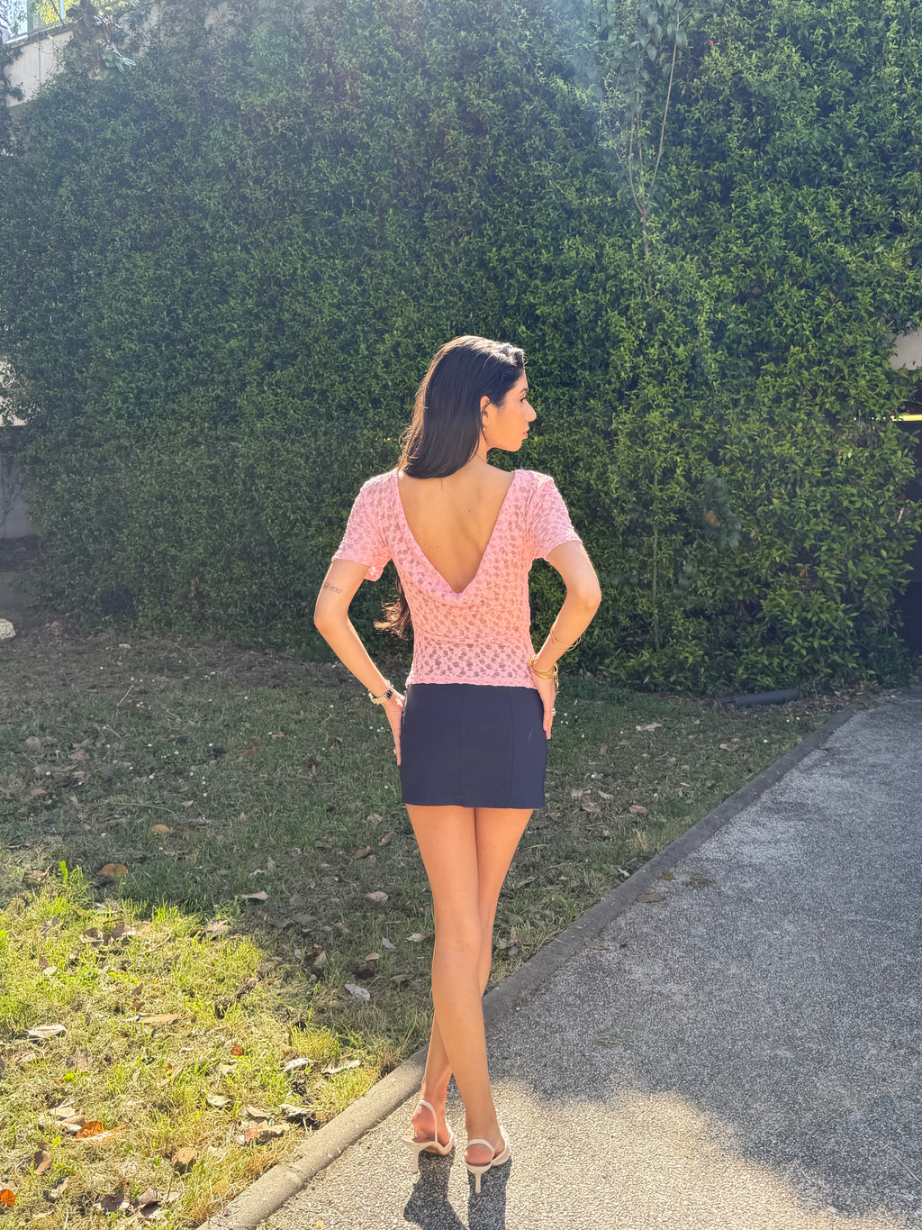 Haut Sonia,  satin et dentelle dos nu