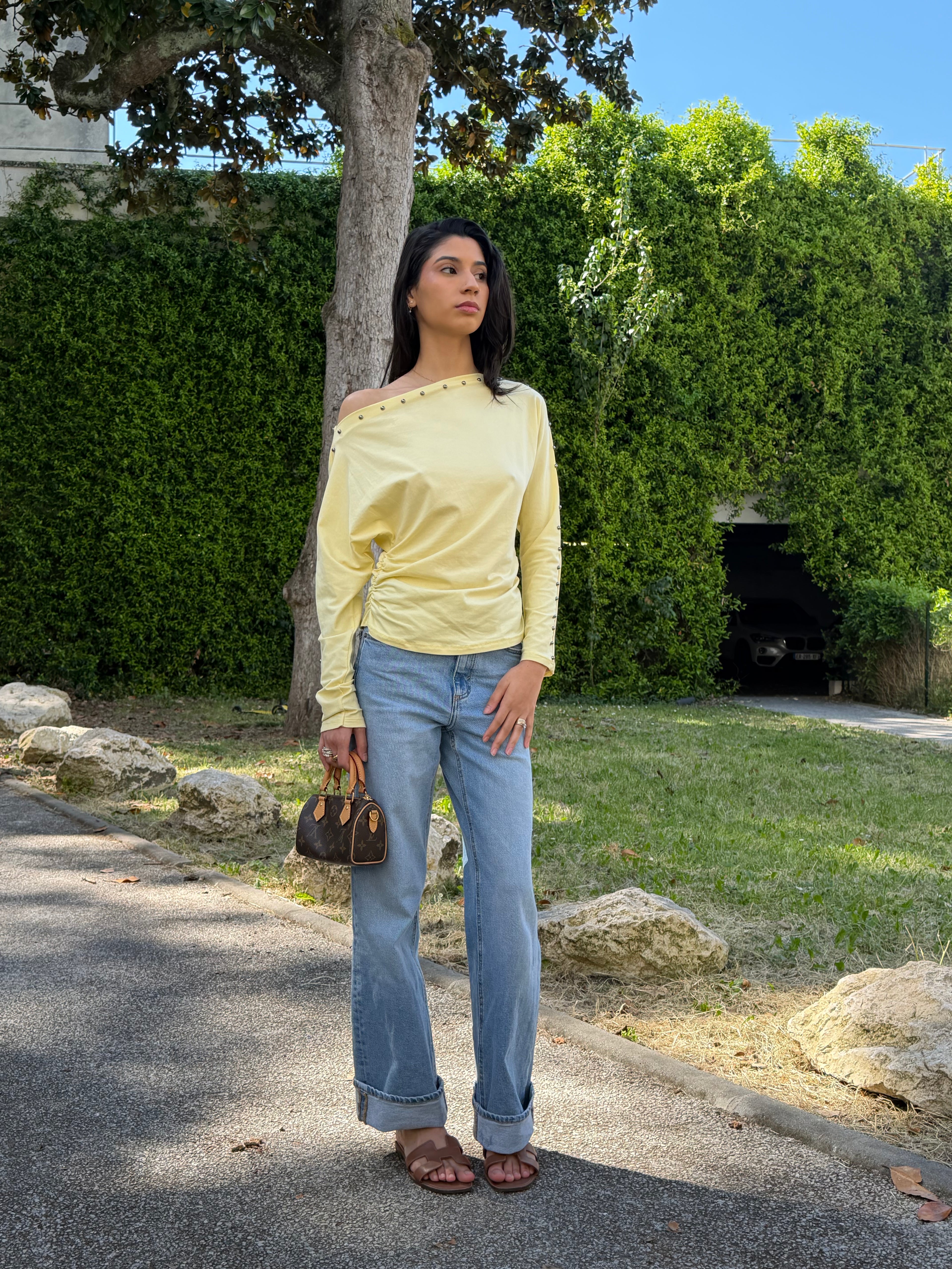 Haut Carla, one shoulder jaune