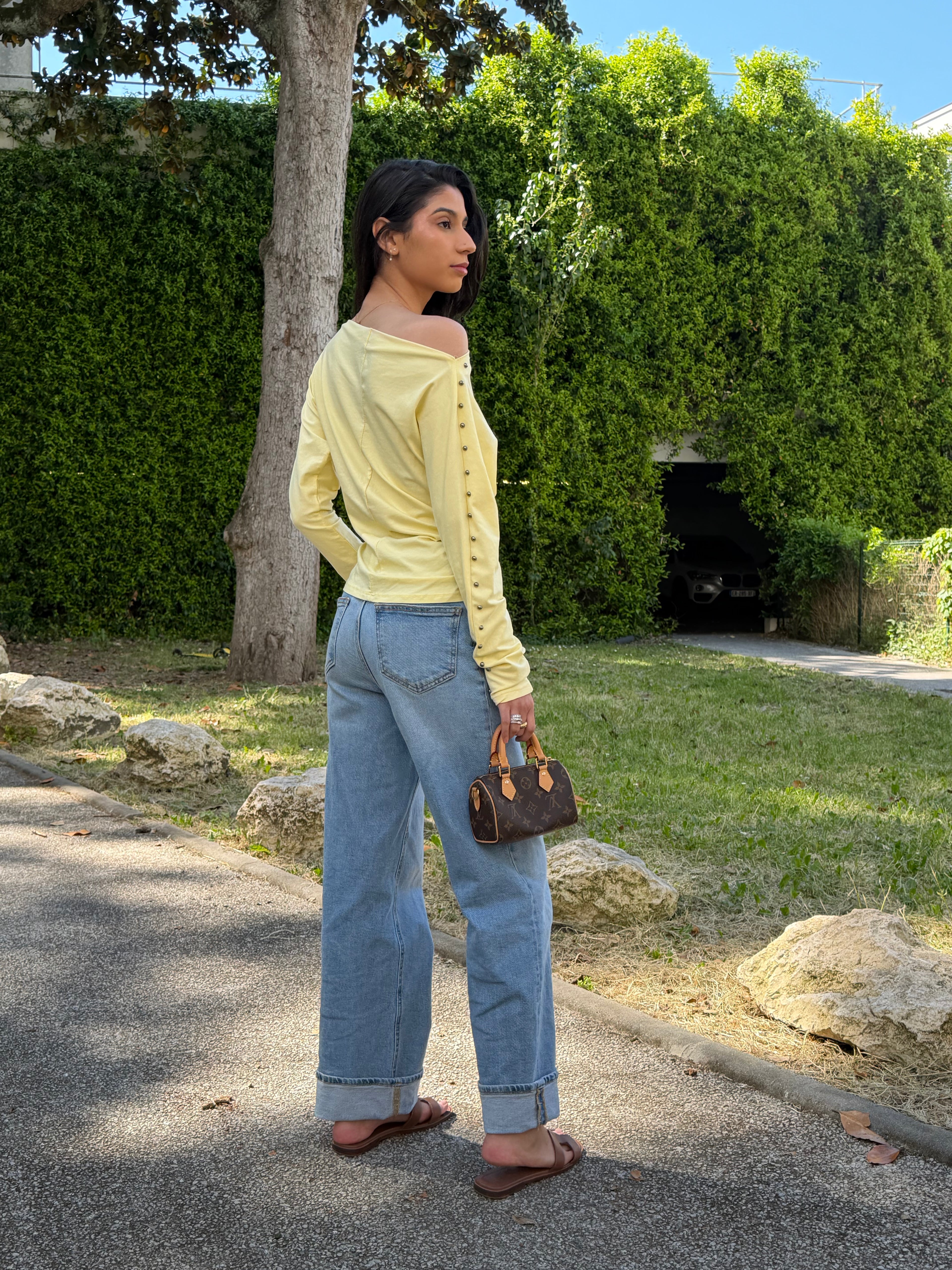 Haut Carla, one shoulder jaune